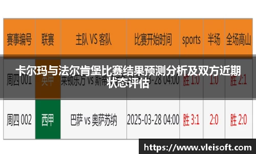 卡尔玛与法尔肯堡比赛结果预测分析及双方近期状态评估